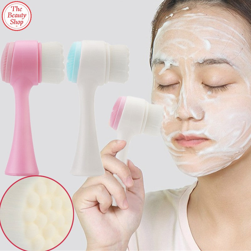 2 in 1 Facial Cleansing Brush | Silicone Massage Pore Cleanser Exfoliation | Ultra-Soft Manual Exfoliating Wash Makeup All Skin Types